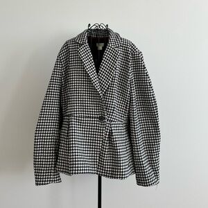 Maeve by Anthropologie Black and White Houndstooth Blazer